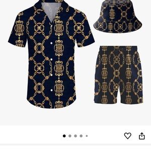 Amazon Gold and Purple Casual Button Down Shirt Men’s outfit size large NWOT